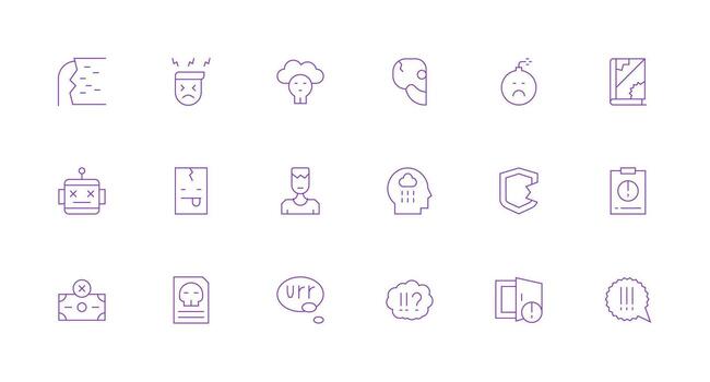 18 System Error Icons in Minimal Line Aesthetic Multi-Style Icon Collection vector