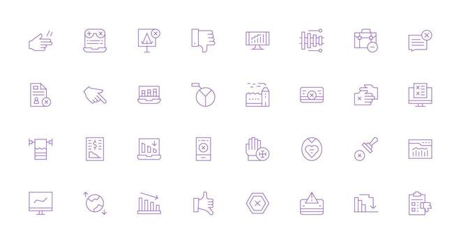 32 Thin Line Designs for Decline Icons High-Resolution Icons for Any Platform vector