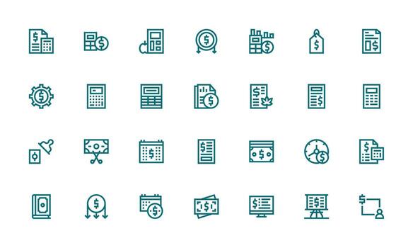 Expense Set with 28 Bold Line Icons Neutral Style Icons for Any Project vector