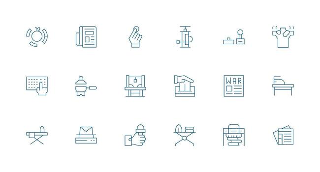 18 mínimo línea vectores para prensa tema equilibrado icono conjunto para funcional diseño