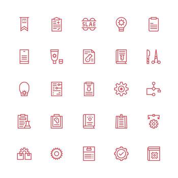 25 íconos para procedimiento en medio carrera contorno formato icono conjunto para aplicaciones vector