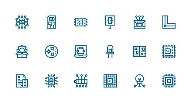 18 Strong Stroke Line Vectors for Integrated Theme Simple Icons for Interface and Wireframes