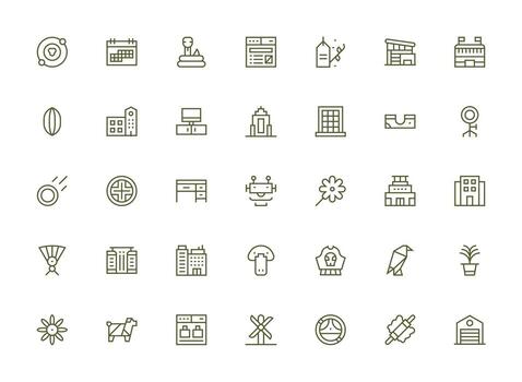 35 Regular Clean Line Icons for Flat Graphics Simple Icons for Interface and Wireframes vector