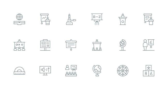 18 Minimal Line Vectors for Teaching Theme Essential Icons for Rapid UI Building
