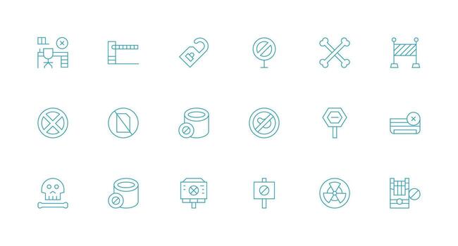 18 Minimal Line Style Icons from Do Not Enter Collection Basic Icon Series vector
