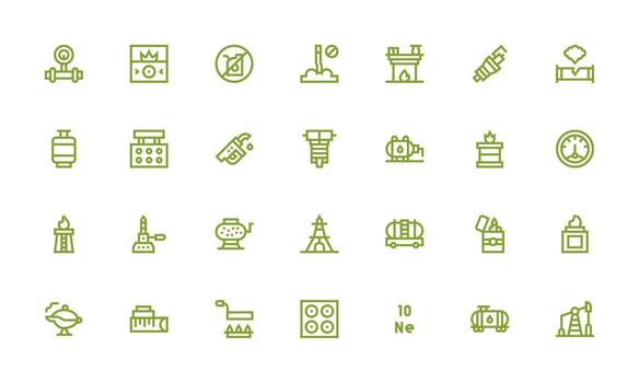 Gas Icon Set with 28 Bold Line Graphics Fully Editable Icon Set for Web vector