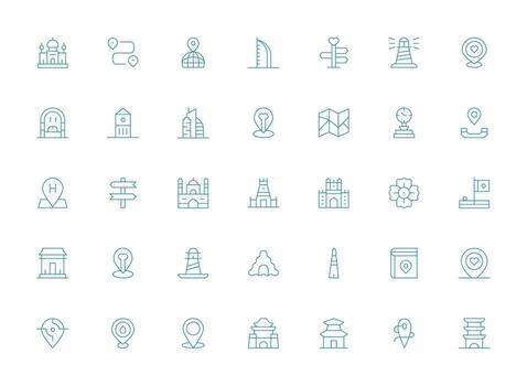 35 Light Line Icons for Landmark Graphics Quick Access Icons for UI Development vector