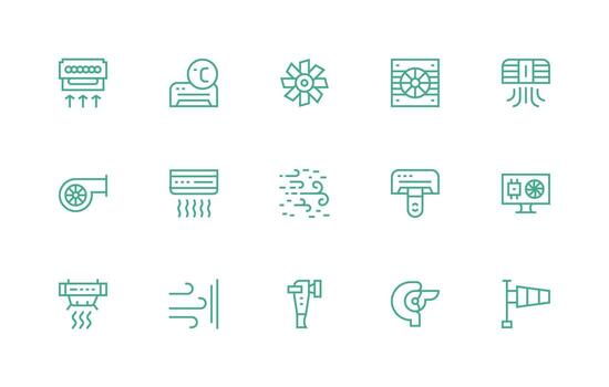15 Icons for Airflow in Regular Line Format Reliable Icons for All Interfaces vector