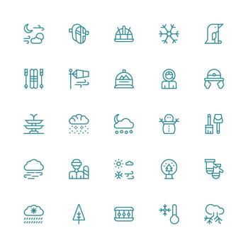 Snow Icon Collection with 25 Medium Stroke Outline Designs Multi-Style Icons for Creative Projects vector