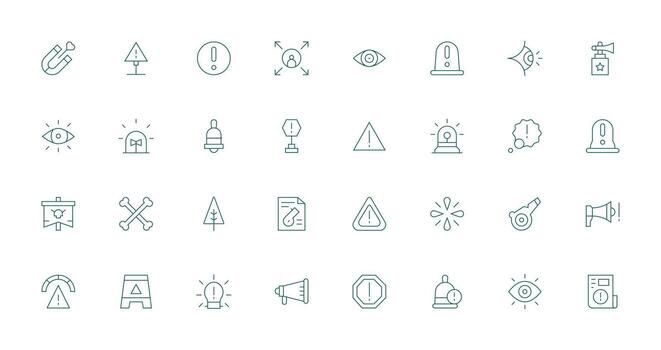 32 Delgado línea íconos para atención gráficos basado en temas icono paquete vector