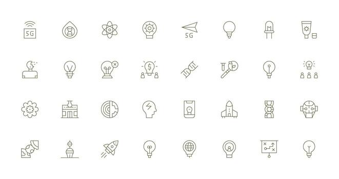 Thin Line Icons from Innovation Set with 32 Vectors Simple Icons for Interface and Wireframes