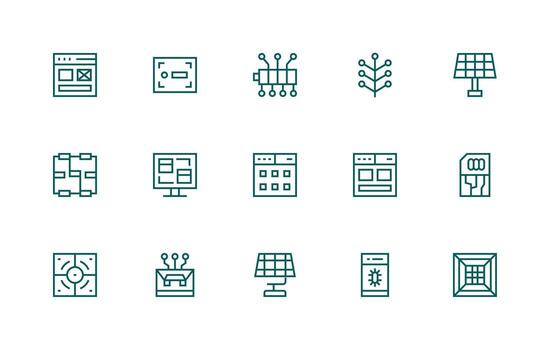 15 Module Icons in Regular Line Aesthetic Style Icon Set vector