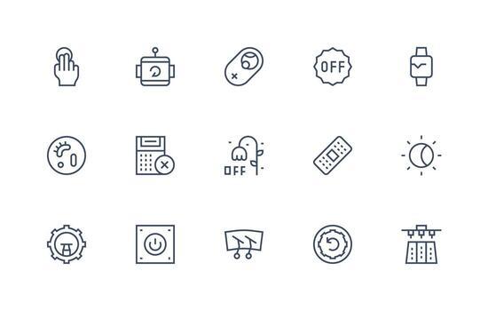 Function Icon Set with 15 Regular Line Graphics Simple Icons for Interface and Wireframes vector
