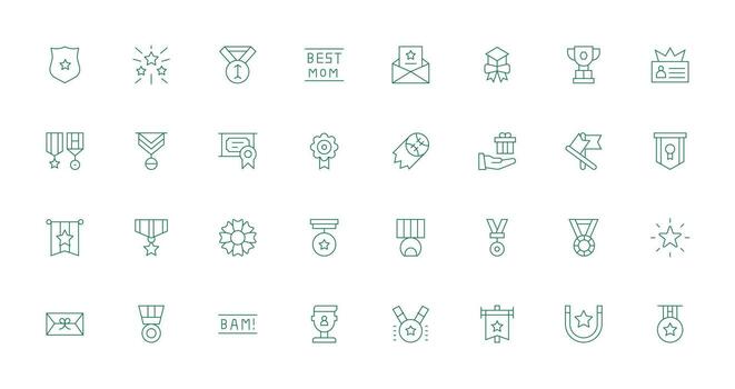 32 Thin Line Style Icons from Recognition Collection Outline Icon Pack vector