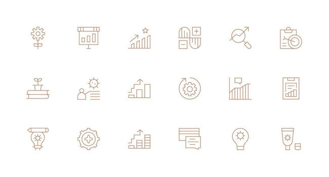 Improvement Visual Pack containing 18 Minimal Line Icons Basic Icon Series vector