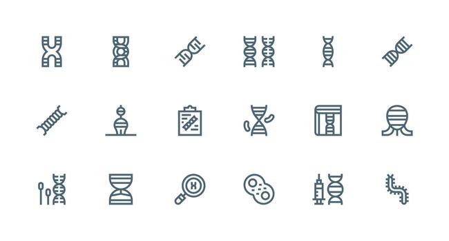 18 Strong Stroke Line Style Icons from Chromosome Collection High-Resolution Icons for Any Platform vector