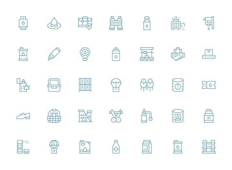 35 Light Line Style Icons from Supply Collection Fully Editable Icon Set for Web vector