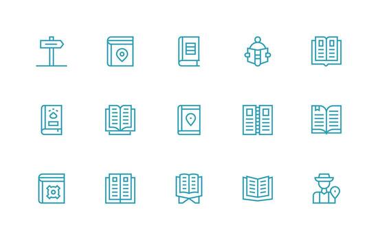 Guidebook Visual Pack containing 15 Regular Line Icons Organized Pack for Project Assets vector