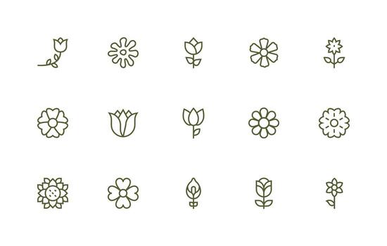 15 Regular Line Icons for Petal Graphics Multi-Purpose Icon Set vector