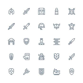 25 Medium Stroke Outline Designs for Armor Icons Icon Pack for UI vector