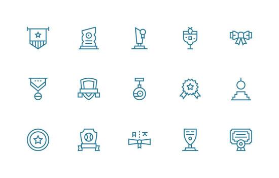 Merit Design Icons featuring 15 in Regular Line Style Digital Product Icons for Fast Delivery vector