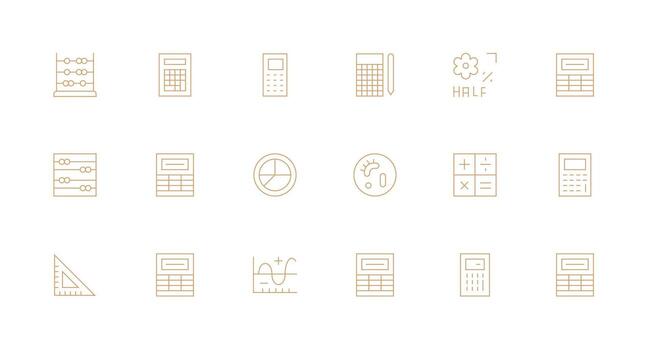 mínimo línea íconos desde matemáticas conjunto con 18 vectores básico icono serie
