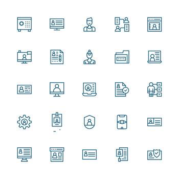 25 medio carrera contorno estilo íconos desde personal datos colección reutilizable icono conjunto vector