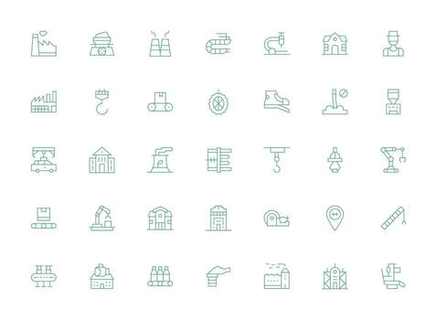 Light Line Icons from Factory Set with 35 Vectors Pixel Perfect Icon Set