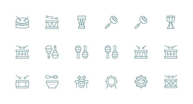 Beat Icon Collection with 18 Minimal Line Designs Detailed Icon Collection for Design Systems vector