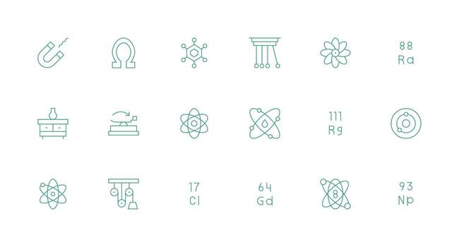 Minimal Line Icons from Physics Set with 18 Vectors Universal Icon Pack