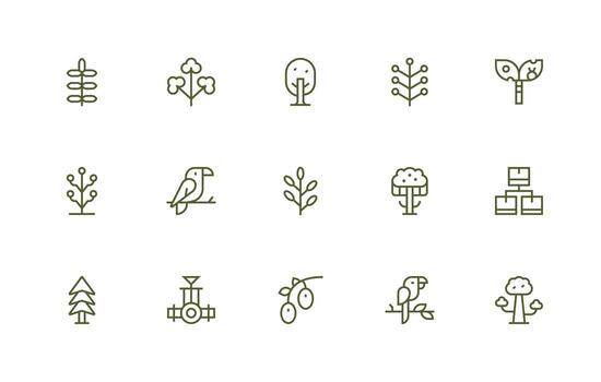 15 regular línea vectores para rama tema diseño Listo icono conjunto para equipos