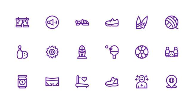 18 fuerte carrera línea estilo íconos desde activo colección tablero icono serie vector