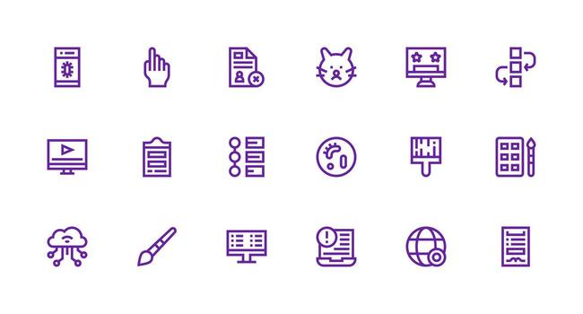 Application Visual Pack containing 18 Strong Stroke Line Icons All Device Compatible Icon Set vector
