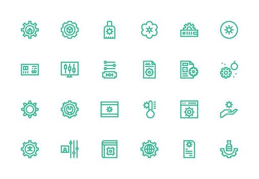 grueso línea línea íconos desde parámetros conjunto con 24 vectores compacto icono paquete