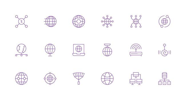 18 Icons for Network Connection in Minimal Line Format Organized Glyph Icons for Fast Design vector