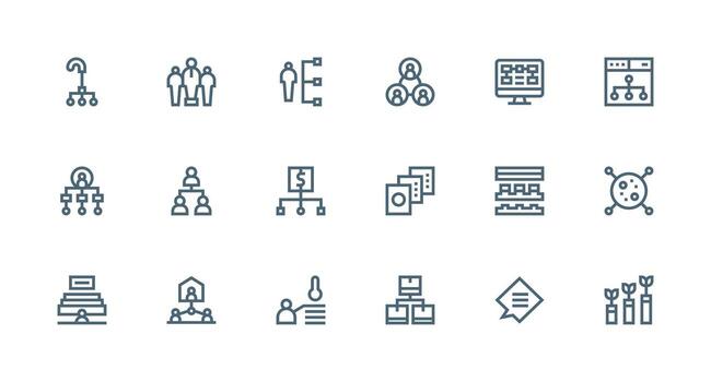 jerarquía icono conjunto con 18 fuerte carrera línea gráficos versátil icono colección para diseñadores vector