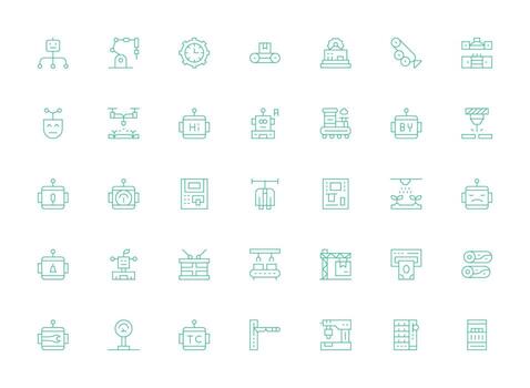 Automated Set with 35 Light Line Icons All-Purpose Icon Design Pack vector