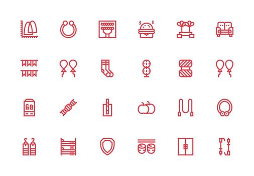 Thick Line Line Style Double Icons with 24 Vectors UI Icon Set