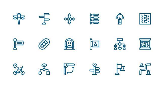 Path Set with 18 Strong Stroke Line Icons Simple Icons for Interface and Wireframes vector
