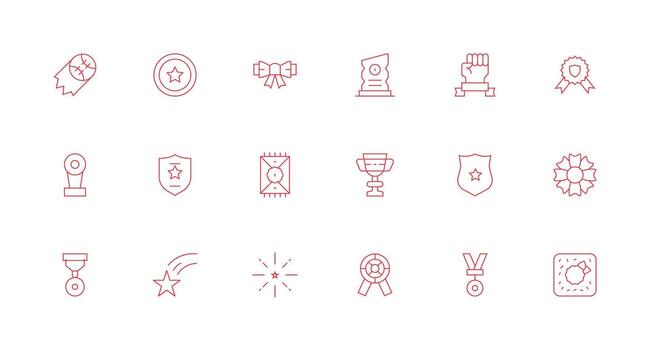 18 Minimal Line Style Icons from Commendation Collection Creative Icon Set vector