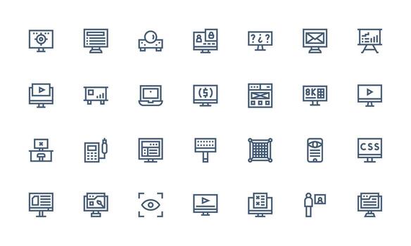 28 Bold Line Vectors for Screen Theme Sharp Icons for Presentations