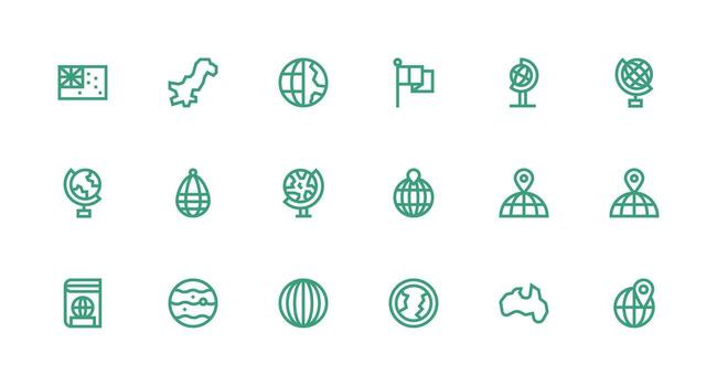 mundo mapa incluso 18 fuerte carrera línea ilustraciones flexible icono sistema para web interfaces vector