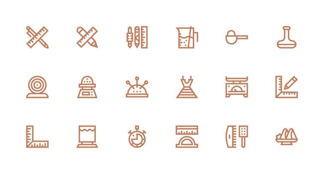 18 Strong Stroke Line Style Icons from Measuring Collection Well-Structured Icons for Creative Use vector