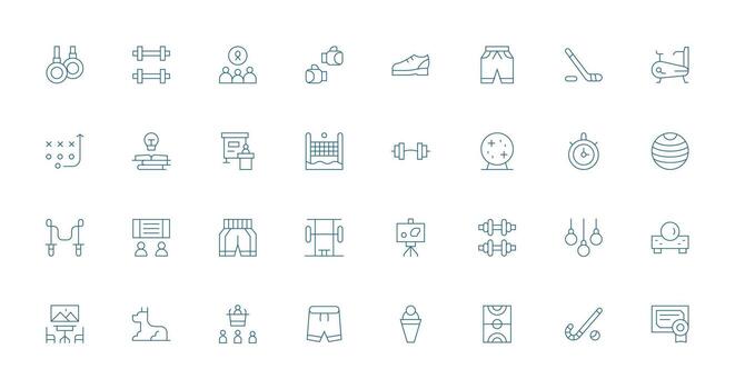 32 formación íconos en Delgado línea estético sencillo íconos para interfaz y wireframes vector