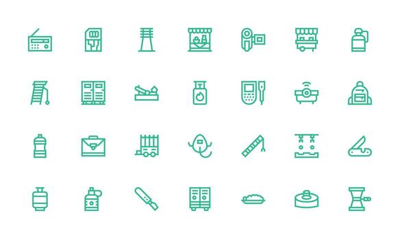 Portable Icon Set with 28 Bold Line Graphics Lightweight Icon Series vector