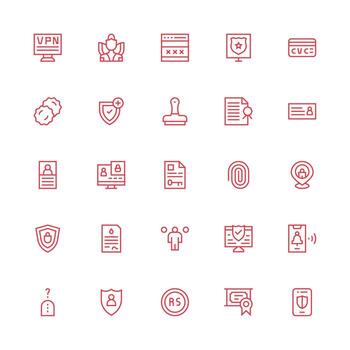 Medium Stroke Outline Style Authentication Icons with 25 Vectors Customizable Icon Series for Mobile Screens
