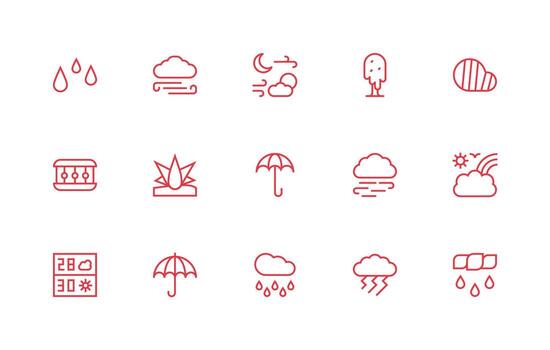 Rain Design Icons featuring 15 in Regular Line Style Digital Product Icons for Fast Delivery vector