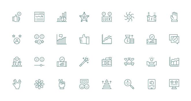 32 Thin Line Style Icons from Positive Collection Icons Built for Visual Consistency Pack vector