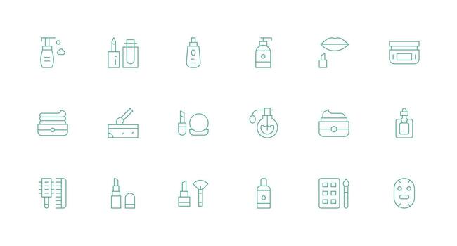 Cosmetic Icon Collection with 18 Minimal Line Designs Clean Icon Set Icon Pack for UI Projects vector