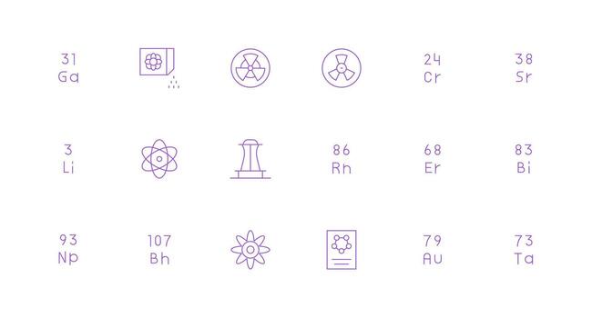 18 Minimal Line Style Icons from Atomic Collection Editable Icon Collection vector